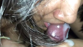 sexiest indian lady closeup cock sucking with sperm close to mouth